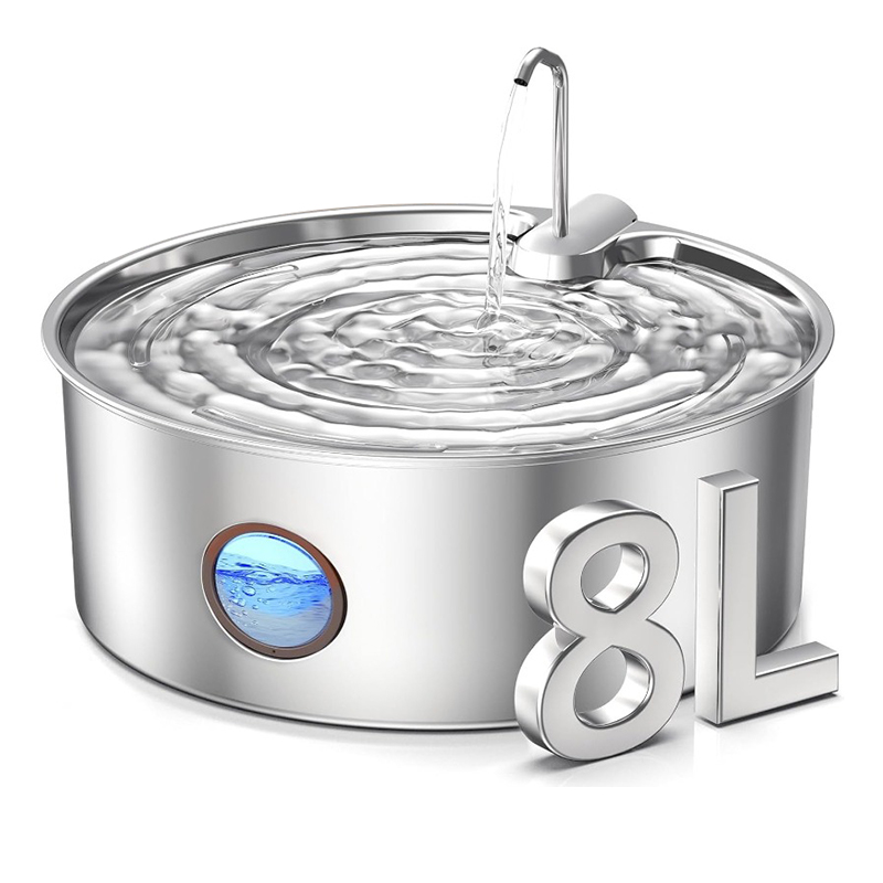 8L Large Capacity All 304 Stainless Steel Pet Water Fountain
