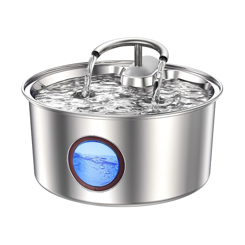 3L Stainless Steel Automatic Cat Water Dispenser with Viewing Window