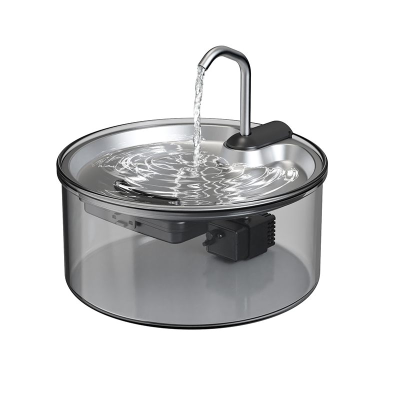 Glass Pet Water Fountain with 304 Stainless Steel Drinking Tray