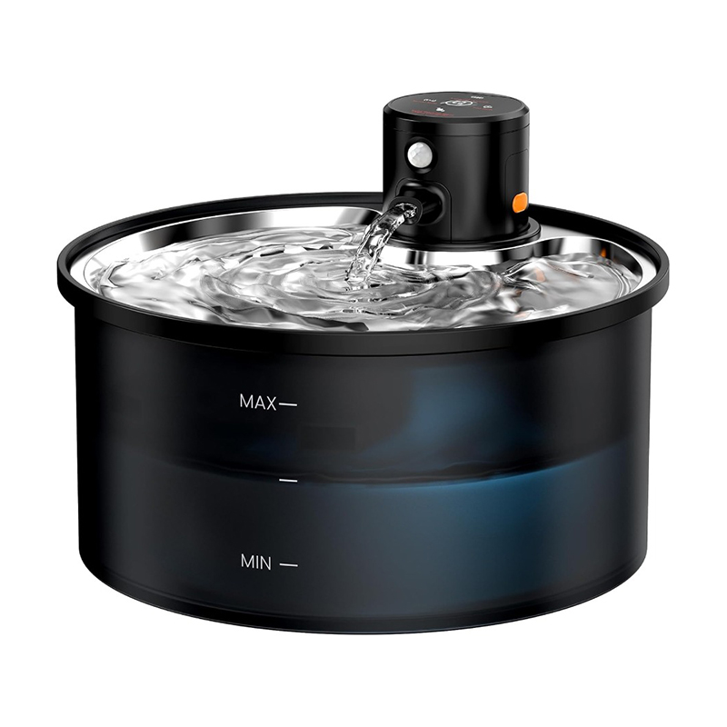 Black Round 3L Infrared Sensor Pet Water Fountain